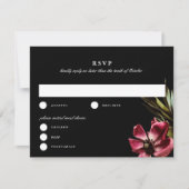 Donker en Moody Elegant Floral Black Wedding RSVP Kaart (Voorkant)