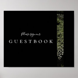 Donker en Moody Ferns Modern Guestbook Poster