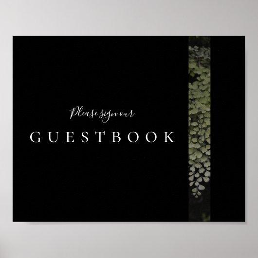 Donker en Moody Ferns Modern Guestbook Poster (Voorkant)