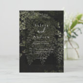 Donker en Moody Ferns Modern Wedding Invite Kaart (Staand voorkant)