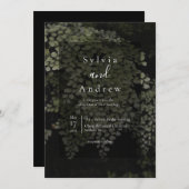 Donker en Moody Ferns Modern Wedding Invite Kaart (Voorkant / Achterkant)