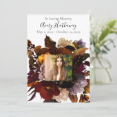 Donker en Moody Floral foto Memorial Programme Kaart (Staand voorkant)