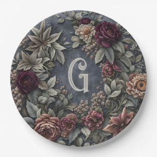 Donker en Moody Floral Papieren Bordje