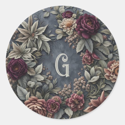 Donker en Moody Floral Ronde Sticker (Voorkant)