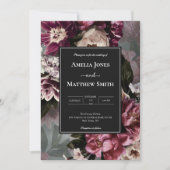 Donker en Moody Floral Wedding Invitation Kaart (Voorkant)
