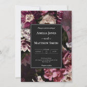 Donker en Moody Floral Wedding Invitation Kaart (Voorkant)