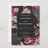 Donker en Moody Floral Wedding Invitation Kaart (Voorkant)