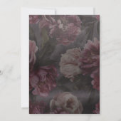 Donker en Moody Floral Wedding Invitation Kaart (Achterkant)