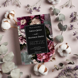 Donker en Moody Floral Wedding Invitation Kaart