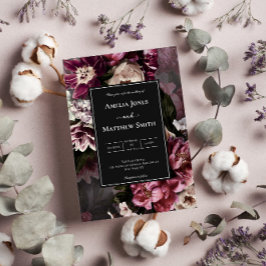 Donker en Moody Floral Wedding Invitation Kaart