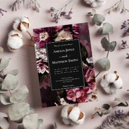 Donker en Moody Floral Wedding Invitation Kaart