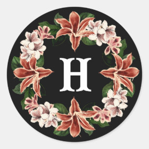 Donker en Moody Monogram Sticker Zwart Botanisch