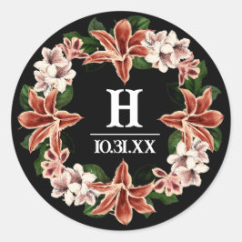 Donker en Moody Monogram Sticker Zwart Botanisch