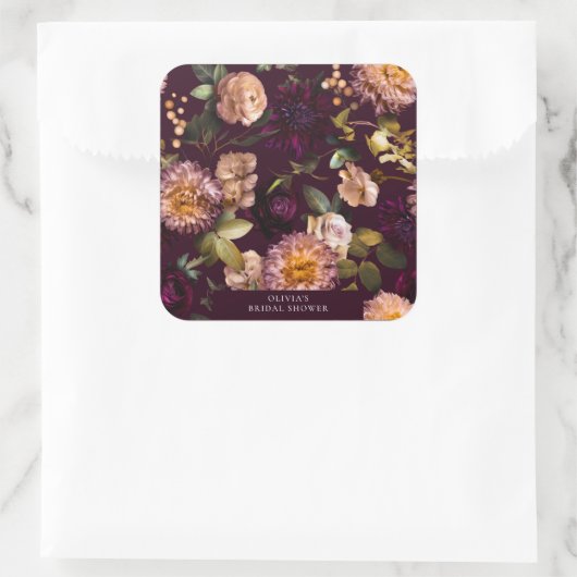 Donker en Moody Romantisch Bourgondisch Vrijgezell Vierkante Sticker (Tas)