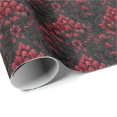 Donker en Moody Rood & Zwart Damast op Zwart Cadeaupapier (Rol Hoek)