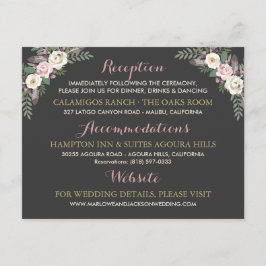 Donker en Moody Roos Roze Floral Boho Wedding Informatiekaartje