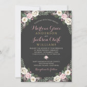 Donker en Moody Roos Roze Floral Boho Wedding Kaart (Voorkant)