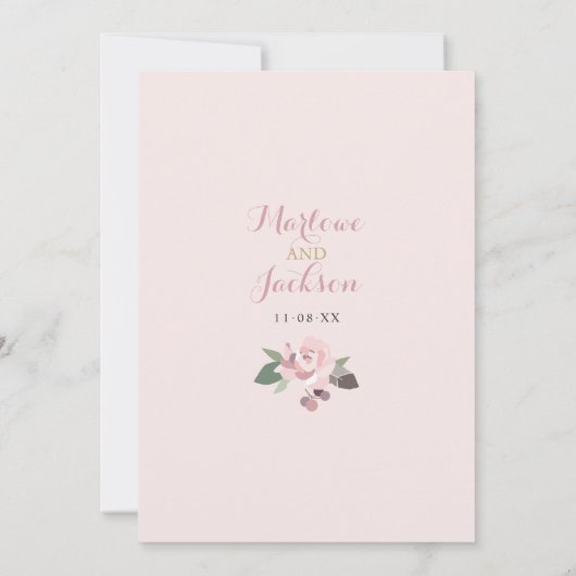 Donker en Moody Roos Roze Floral Boho Wedding Kaart (Achterkant)