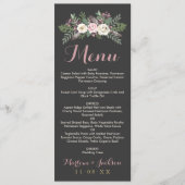 Donker en Moody Roos Roze Floral Boho Wedding Menu (Voorkant)
