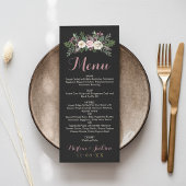 Donker en Moody Roos Roze Floral Boho Wedding Menu