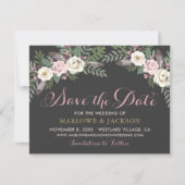 Donker en Moody Roos Roze Floral Boho Wedding Save The Date (Voorkant)
