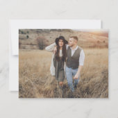 Donker en Moody Roos Roze Floral Boho Wedding Save The Date (Achterkant)
