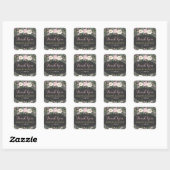 Donker en Moody Roos Roze Floral Boho Wedding Vierkante Sticker (Vel)