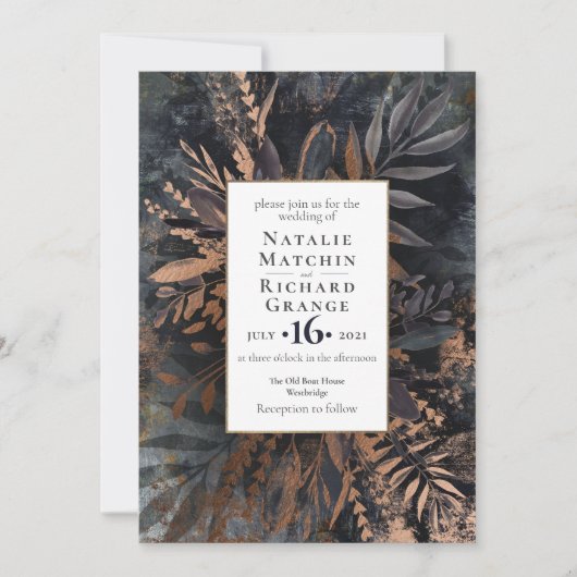 Donker en Moody Wedding nodigt grijs uit Kaart (Voorkant)