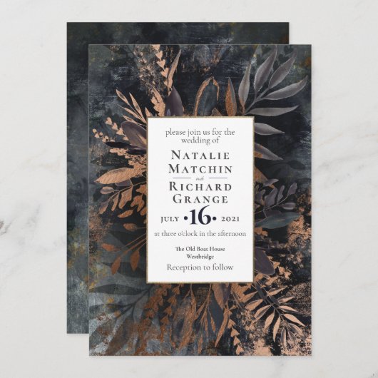 Donker en Moody Wedding nodigt grijs uit Kaart (Voorkant / Achterkant)