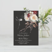 Donker en Moody Winter Floral Wedding Kaart (Staand voorkant)