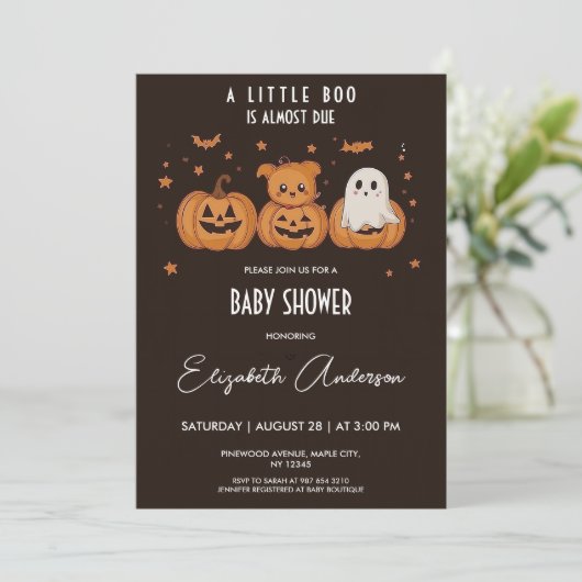 Donker en Schattige Halloween Baby shower Kaart (Staand voorkant)