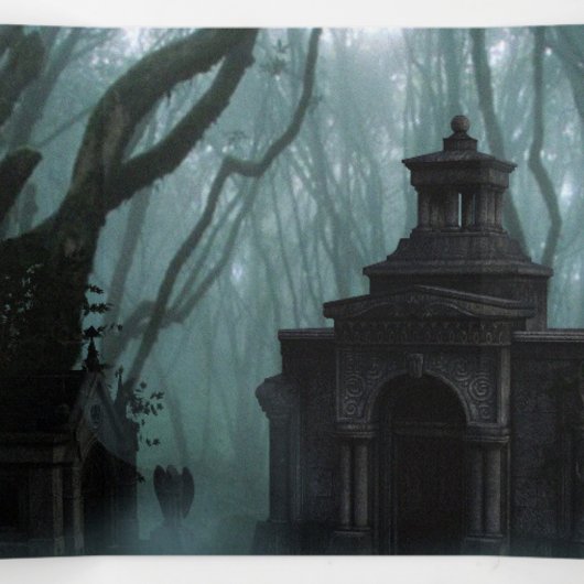 Donker en Spooky Graveyard Halloween Party Drieluik Uitnodiging (Binnenkant midden)