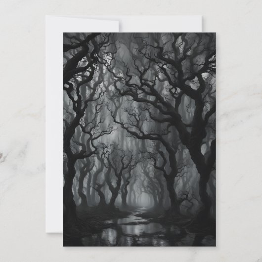Donker en Spooky Haunted Forest Halloween Kaart (Achterkant)