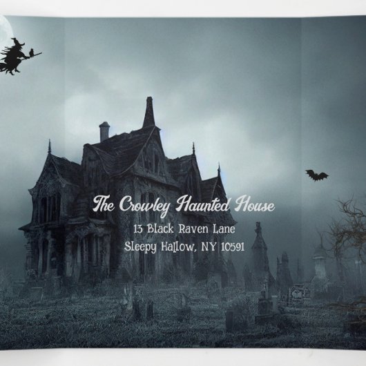 Donker en Spooky Night Halloween Party Drieluik Uitnodiging (Binnenkant midden)