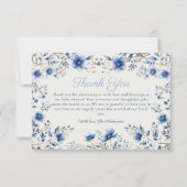 Donker en Stoffig Blauw Wildbloemen Baby shower Bedankkaart (Voorkant)