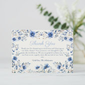 Donker en Stoffig Blauw Wildbloemen Baby shower Bedankkaart (Staand voorkant)