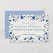 Donker en Stoffig Blauw Wildbloemen Baby shower Bedankkaart (Voorkant / Achterkant)