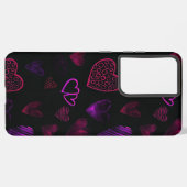 Donker esthetisch roze Paarse hartpatroon Samsung Galaxy Hoesje (Linkerkant)