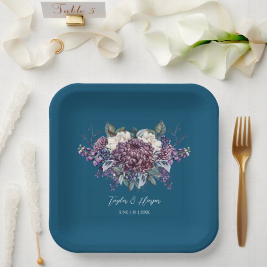 Donker esthetische Gothic bruiloft boeket Papieren Bordje (Huwelijk)