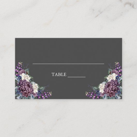 Donker esthetische Gothic bruiloft boeket Plaatskaartje (Voorkant)