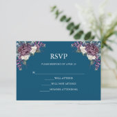 Donker esthetische Gothic bruiloft boeket RSVP Kaartje (Staand voorkant)