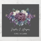 Donker esthetische Gothic bruiloft boeket Sparkling Wijnetiket (Enkel label)