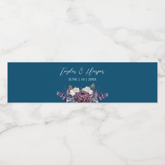 Donker esthetische Gothic bruiloft boeket Waterfles Etiket (Enkel label)