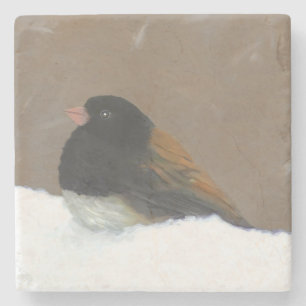 Donker-Eyed Junco die - het Originele Art. van de Stenen Onderzetter