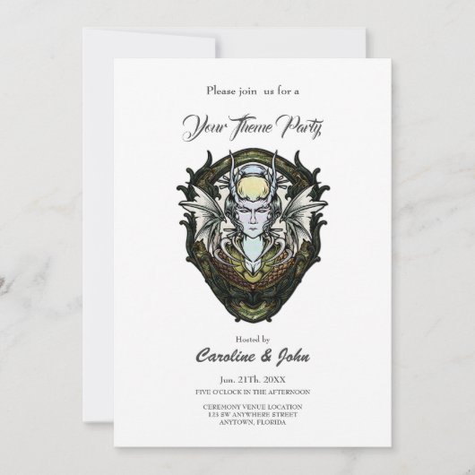 Donker fantasie schepsel met vleugels. kaart (Voorkant)