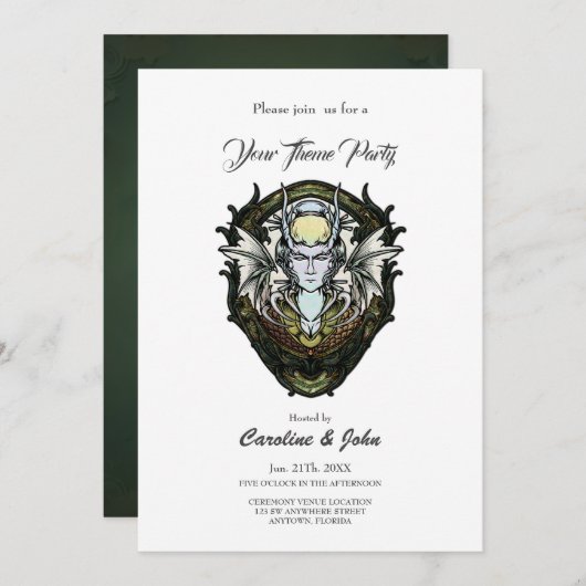 Donker fantasie schepsel met vleugels. kaart (Voorkant / Achterkant)