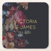 Donker  Floral gepersonaliseerde bruiloft Onderzet Kartonnen Onderzetters (Voorkant)