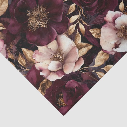 Donker Fluweel Bloemen Decoupage Papier (Detail)