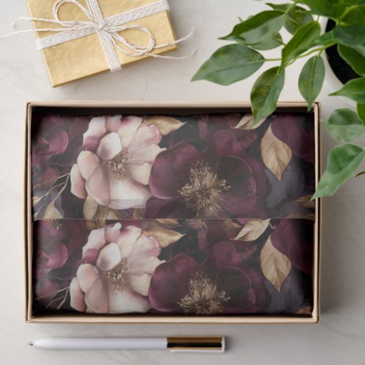 Donker Fluweel Bloemen Decoupage Papier (Geschenk)