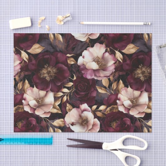 Donker Fluweel Bloemen Decoupage Papier (Craft)
